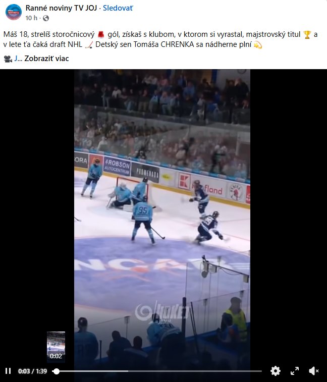 Tomáš Chrenko ml. (18) zachytený v momente strely. Ranné noviny TV JOJ: „Detský sen Tomáša Chrenka sa nádherne plní."